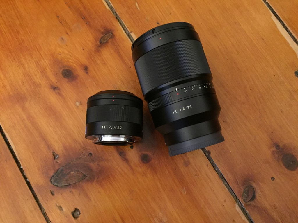 The new 35mm 1.4 next to the older 2.8