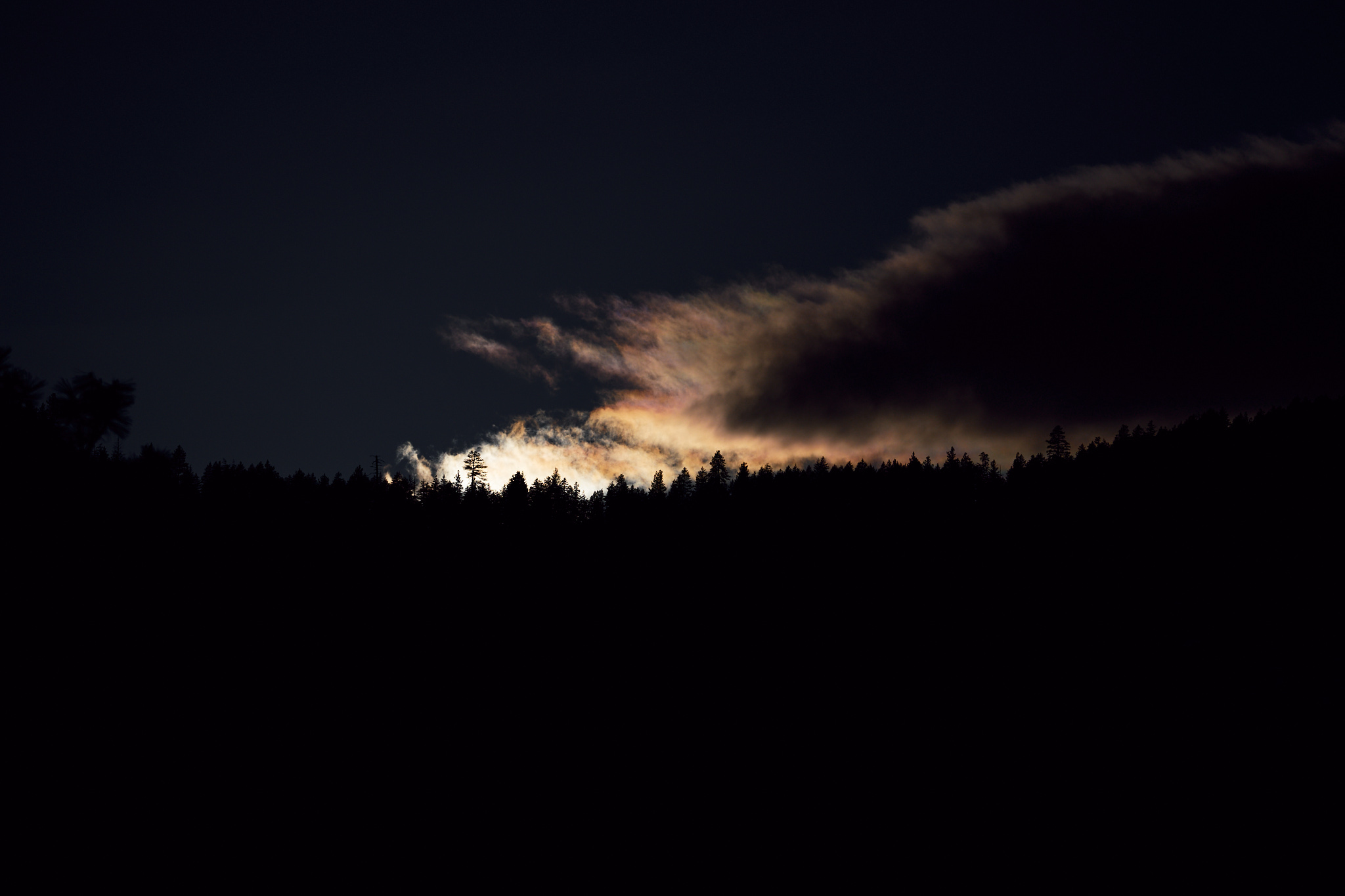 Sony Alpha One, first photo, the light falling behind a ridge on the North Cascades.